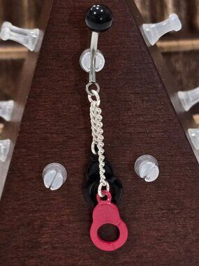 Painful Pleasures ✦ Black & Red Handcuff Dangle Navel Ring ✦ 14G Surgical Steel